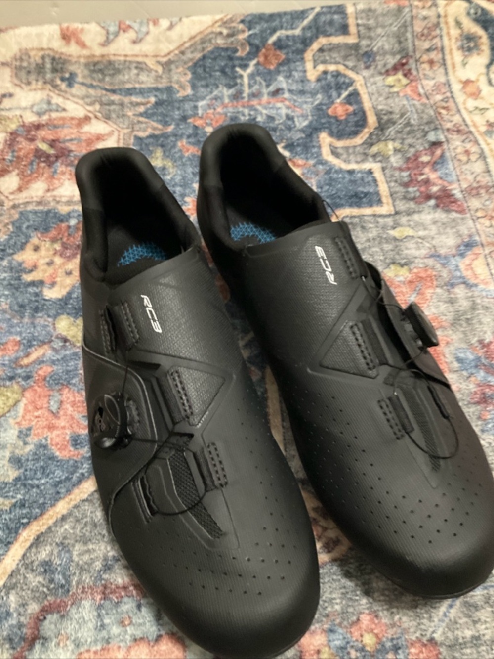Shimano Black Cycling Shoe with Blue Insole Accents
